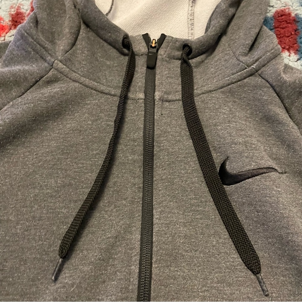Nike Dri Fit Full Zip Hoodie Gray Men’s Size Large Athletic Drawstring Casual - Picture 7 of 14